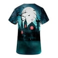 thumbnail image 3 of Herrnalise Women's V Neck Halloween T Shirts Short Sleeve Summer Casual Loose Dolman Tops with Side Shirring Raglan Rolled Sleeve Loose Tunic Tops S-2XL, 3 of 4