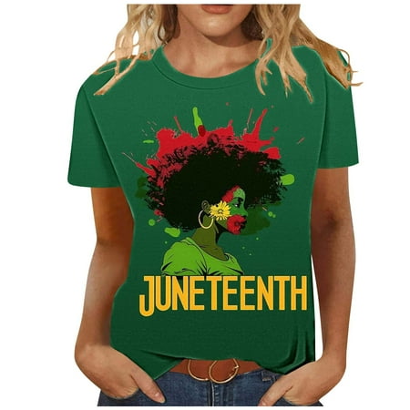 Oversized Gym Tshirts for Lady T-Shirt Womens Independence Day Printed Round Neck Short Sleeve T-Shirt Plus Size Loose Tee Tops Multicolor XXL