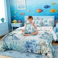 thumbnail image 3 of Manfei Watercolor Underwater Letter X Axolotl Sea Turtle Twin Bedding Sets for Kids Boys and Girls, Nautical Alphabet Print Bedding Comforter Set, Stars Reversible 7 Pieces, 3 of 6