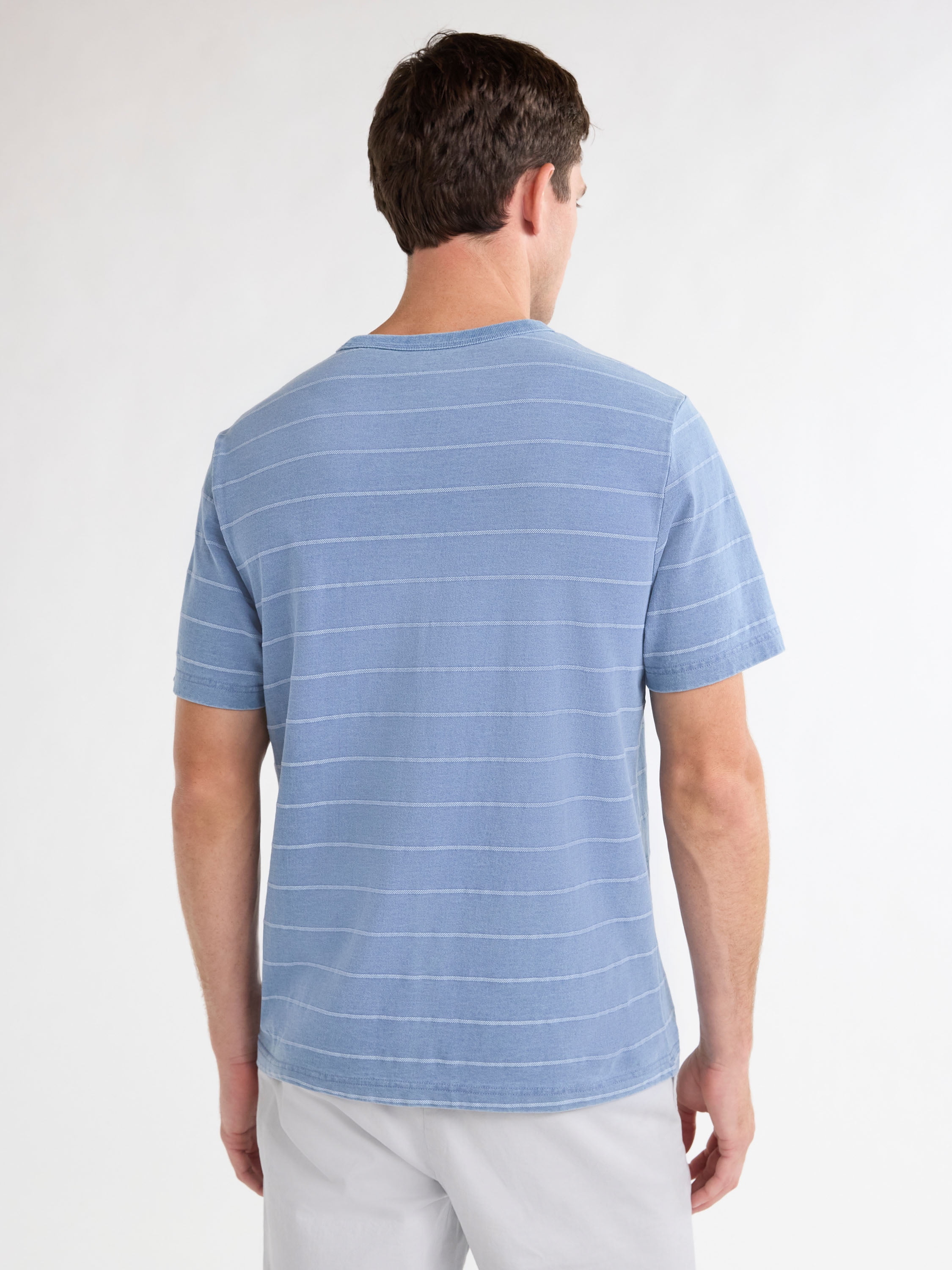 Free Assembly Men's Jacquard Stripe Pocket Tee with Short Sleeves, Sizes S-3XL