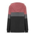 thumbnail image 4 of HomeDM Womens Hoodies Sweatshirts Fall Color Block Striped Workout Sweatshirts Long Sleeve Textured Pullover Tops with Pockets - Hot Pink/L, 4 of 6