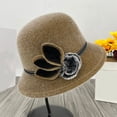 thumbnail image 4 of Vintage Cloche Bucket Bowler Hat Women Church Wedding Fascinator Dress Hat Winter Fedora, Khaki, 4 of 5