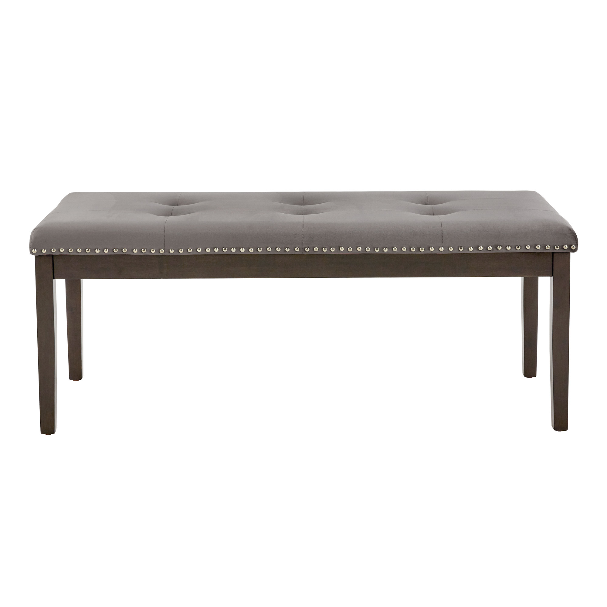 Weston Home Banford Velvet Tufted Nailhead Bench, Gray