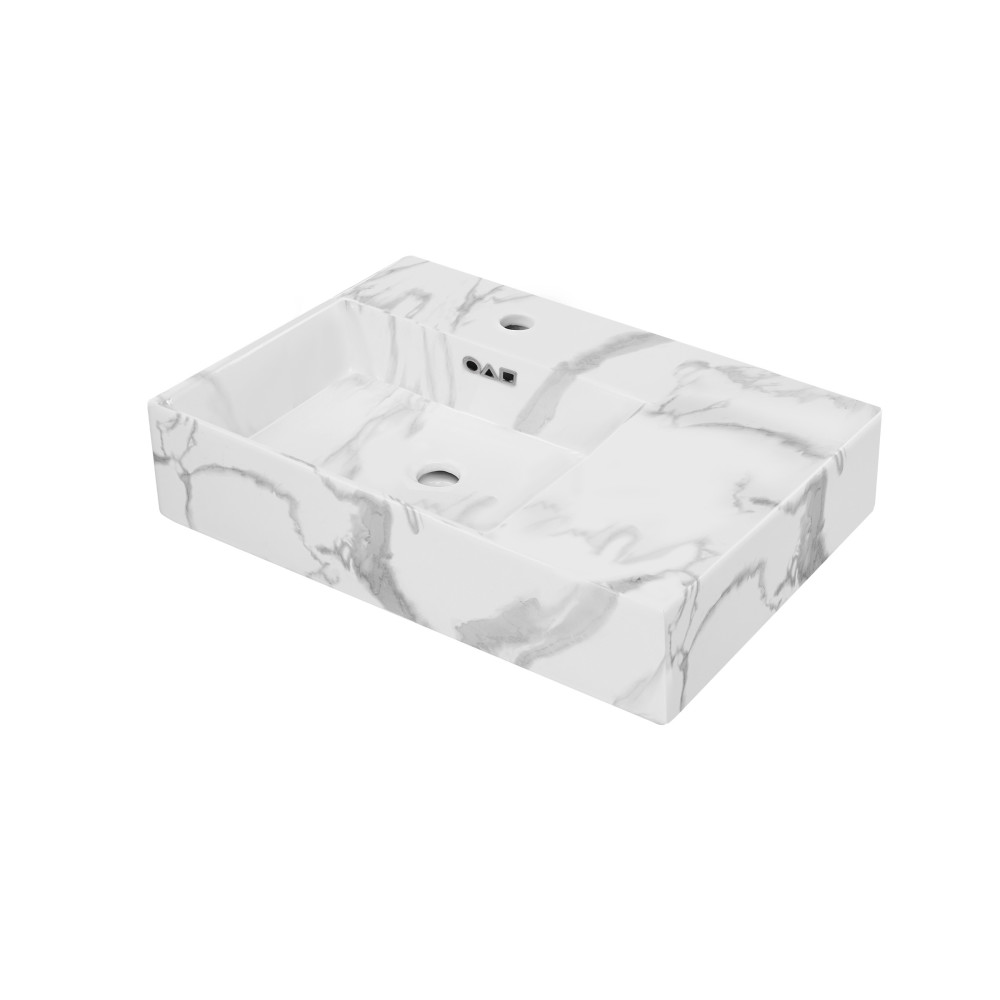 St. Tropez 24" Left Side Faucet Wall-Mount Bathroom Sink in White Marble