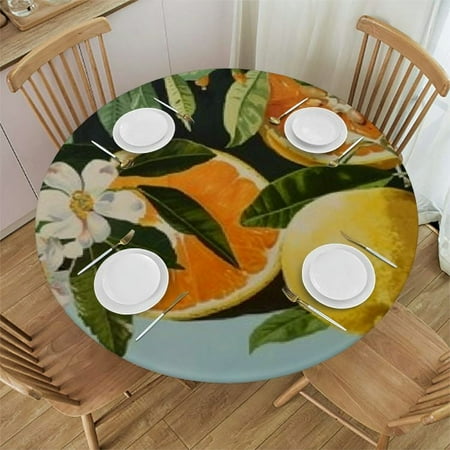 

WYYP Orange Lemon Grapefruit Round Tablecloth Watercolor Fruits Waterproof Table Cloth Polyester Tablecloth Table Cover for Kitchen Outdoor Party Picnic 38-42