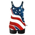 thumbnail image 4 of American Patriotic Swimsuit Tops Adjustable Straps Crew Neck Blouse Sleeveless Summer Swimwear 4th July Swim Top USA Flags Tankini Slim Fit Blouses, 4 of 5