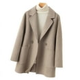 thumbnail image 2 of Classic Common Style Women's Coat 100% Pure Wool Reversible Woolen Coat Loose Suit Jacket Top Fashion Big Pocket, 2 of 9