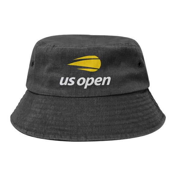 Us Open Flaming Tennis Ball Logo Washed Bucket Hat For Men Women Denim Bucket Hat Sun Hat Cowboy Fishing Beach Hat