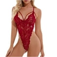 thumbnail image 2 of HUPOM Women's Panties Mid Waist Pull-On Jumpsuit Sleep Bodysuit on Clearance Red Size XL, 2 of 9
