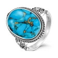 thumbnail image 3 of Vakki Oval Turquoise Blue Ring 925 Sterling Silver Statement Ring Boho Vintage Jewelry Handmade Ring for Women, 3 of 5
