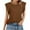 Brown, variant on Women's Fashion Waffle Knit Trendy Tops Cap Sleeve Cute Tops Crew Neck Sleeveless Dressy Tank Tops (XL, Yellow)