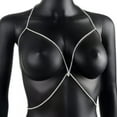 thumbnail image 3 of HOOUN Women's Fashion Rhinestone Chain Sexy Bra Chain Body Chain Nightclub Jewelry-Silver, 3 of 5