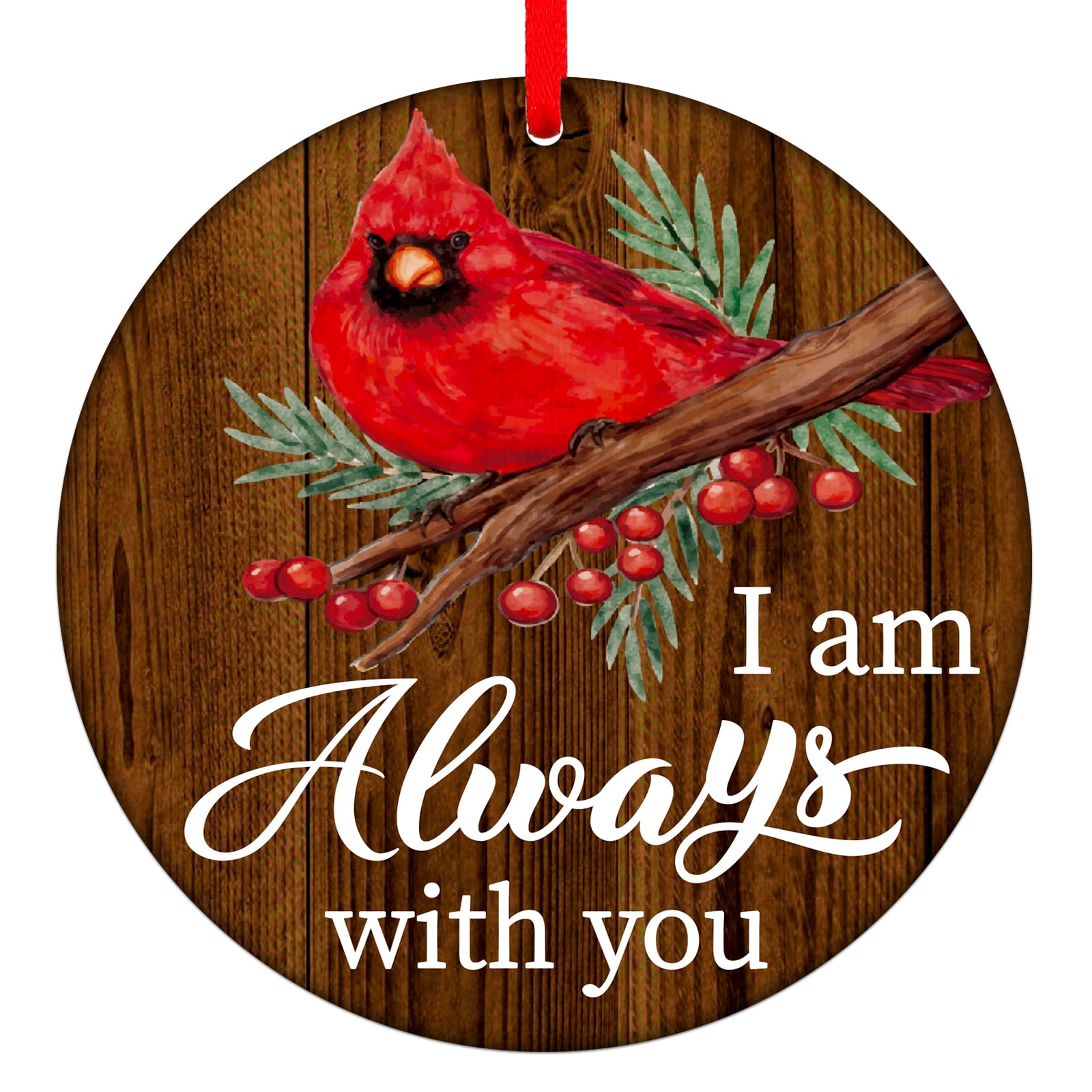 WaaHome Cardinal Christmas Ornaments-I am Always with You-Sympathy Keepsake Gift for Loss of 