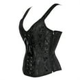 thumbnail image 2 of Women Corset with Straps Overbust Corset Plus Size Lace Up Corset Top Floral Jacquard Vintage Corset Black 3XL, 2 of 5