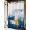 thumbnail image 4 of Navy Blue Yellow No Hook Shower Curtain Waterproof, Bathroom Curtains with Snap in Liners and See Through Top Window, Modern Oil Painting Art Abstract Hotel Style Bathtub Curtains Shower 60"Wx72"L, 4 of 8