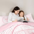 thumbnail image 4 of Manfei Pink Stripes Personalized Initial T Bedding Comforter Set 7 Pieces for Girls,Chic Floral Bowknot Full Bedding Set for Kids Teens,Pink Reversible,Ultra Soft Home Decor, 4 of 7