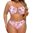 thumbnail image 3 of Plus Size Bikini, Women's Strapless Two-Piece Swimsuit with Floral Cutout Design, Adjustable for Comfort and Support, Swimwear for Beach and Pool, 3 of 8
