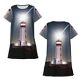 thumbnail image 5 of Salouo Peggy's Cove Lighthouse Print Short Sleeve Sleepshirt for Womens Comfy Nightgown Scoopneck Cute Nightdress Ruffle -Small, 5 of 7