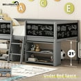 thumbnail image 5 of Bellemave Wood Twin Loft Bed with 2 Movable Storage Shelves, Low loft Bed Frame with Guardrail Chalkboards for Bedroom (Gray), 5 of 10