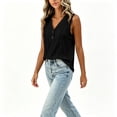 thumbnail image 4 of GERsome Tank Tops for Women Button Down V-Neck T-Shirts Loose Fit Sleeveless Summer Tops Black Size L, 4 of 9