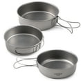thumbnail image 2 of Ultralight Portable Titanium Dinner Bowl Pan with Foldable Handles for Outdoor Camping Hiking Picnic Tableware Cookware S/M/L M, 2 of 6