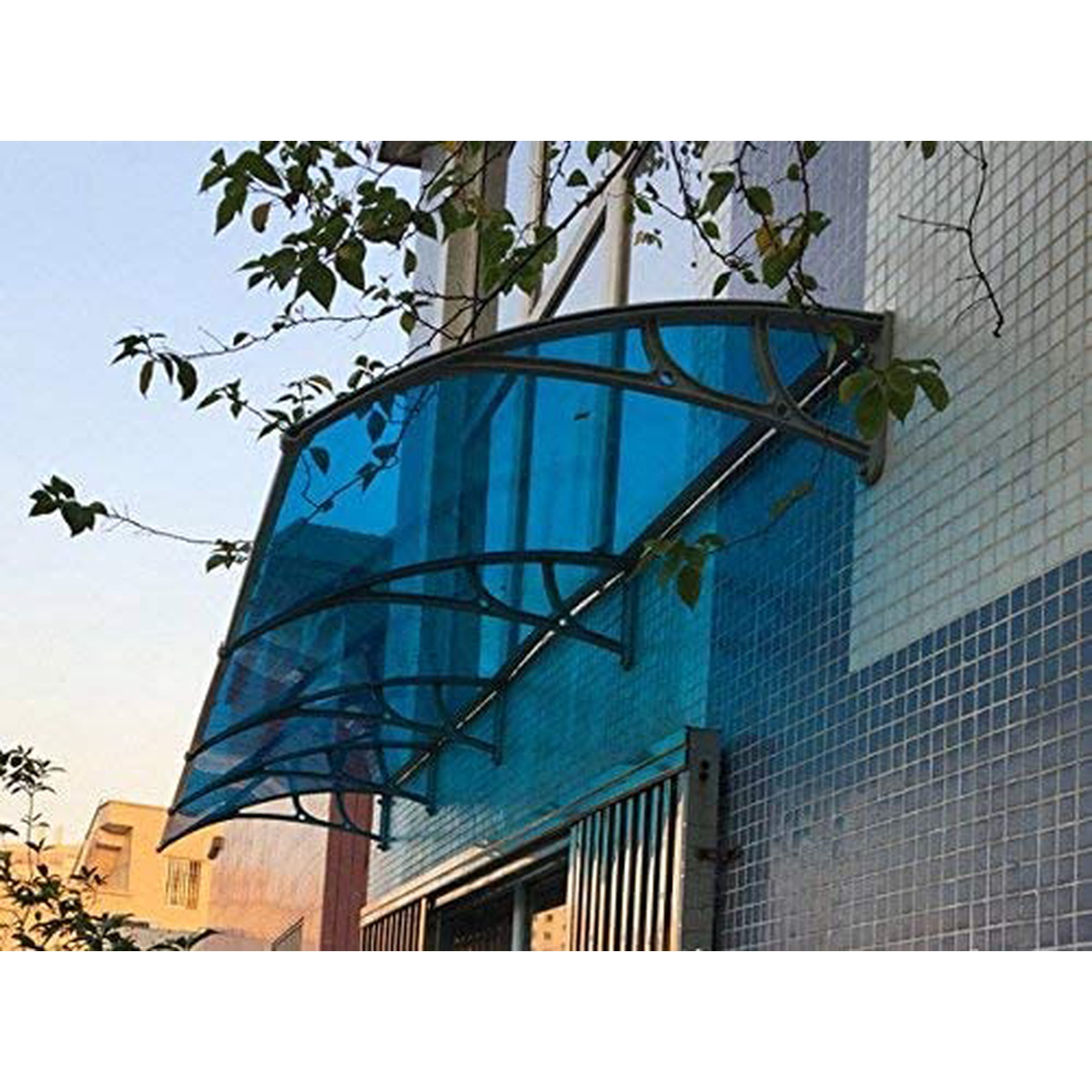 Abri De Jardin Resine Marquise Polycarbonate WERKA PRO 80x100cm - Protection Entrée Transparente Structure ABS Durable