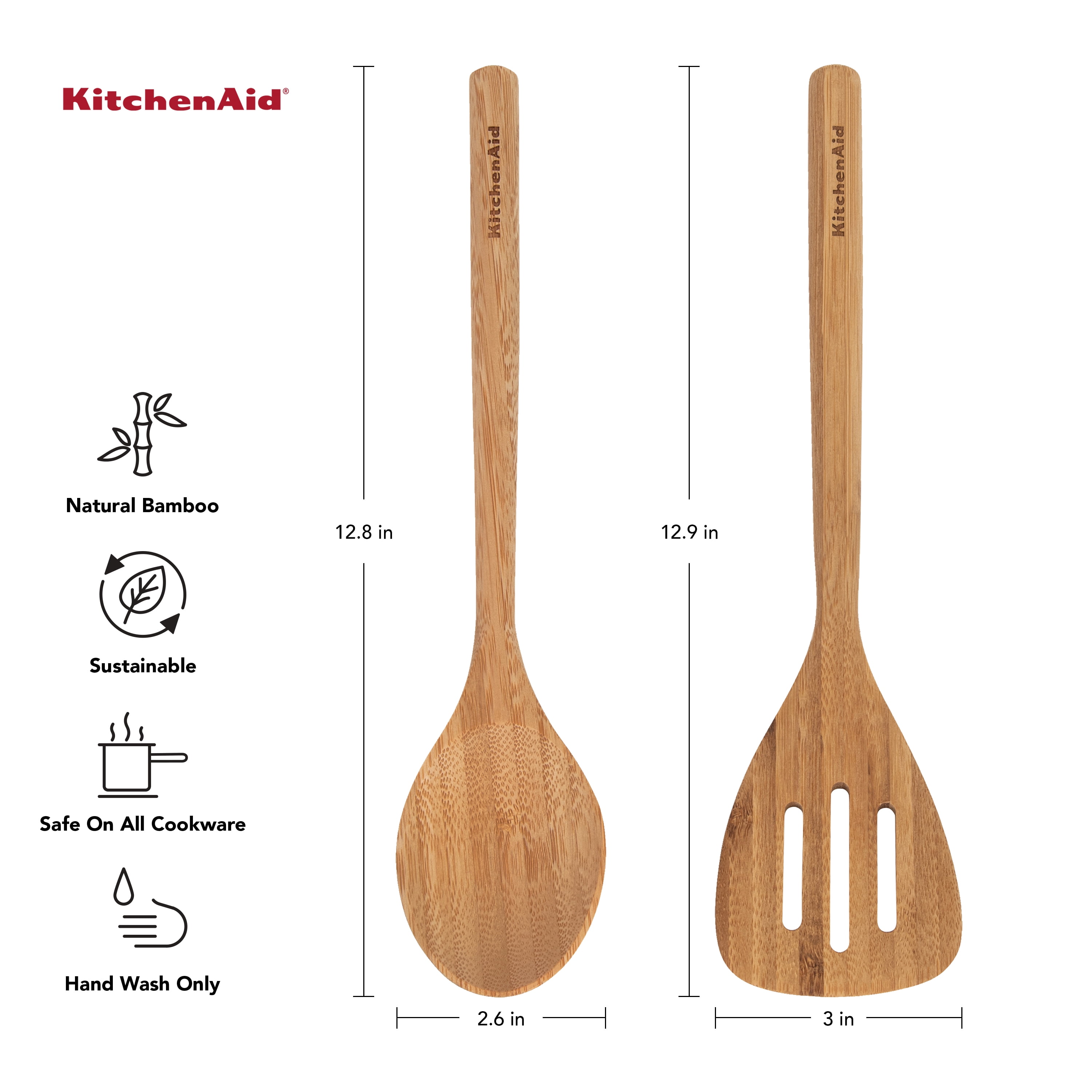 Kitchenaid Bamboo 2-piece Turner and Spoon Set