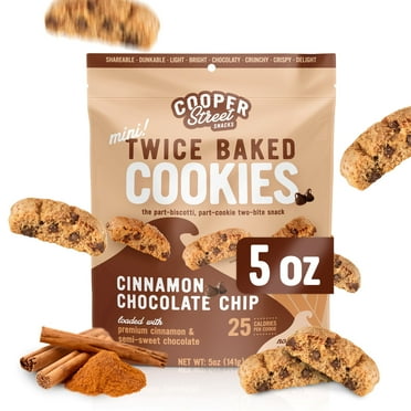 Cooper Street Italian Biscotti Cookies - Twice Baked Biscotti Style Cookie Biscuits in Delicious Cinnamon Chocolate Chip | Crispy, Light and Healthy Cookies | Peanut & Dairy Free | 5oz | 1 Pack