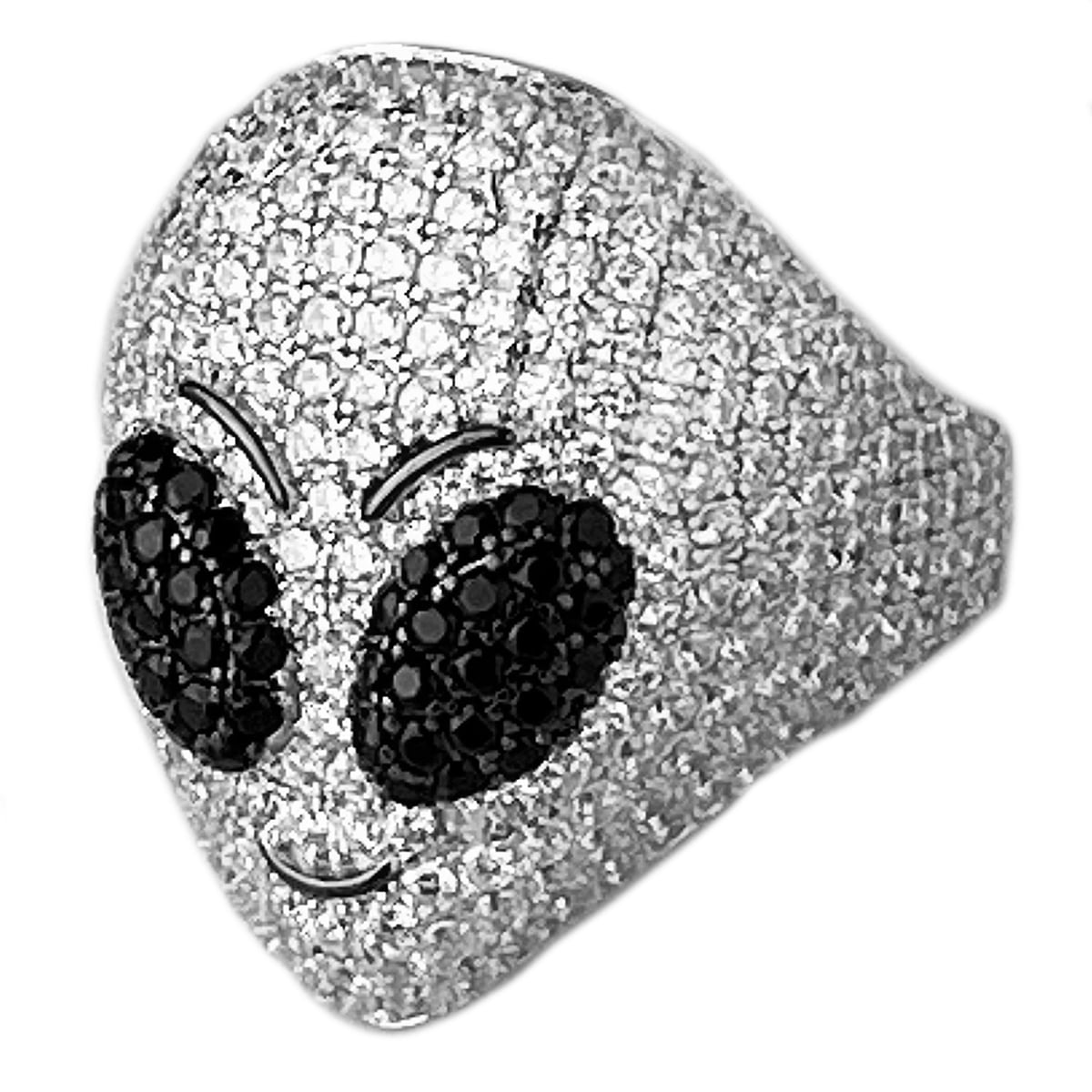 Mens Real Solid 925 Sterling Silver Alien Head Ring Area 51 Grey Iced Micro Pave Size 11 Walmart
