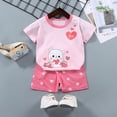 thumbnail image 2 of UAYOTSE Soft Breathable Stretchable Toddler Pajamas 2-Piece Set Short Sleeve Top Elastic Shorts Unisex Sleepwear Loungewear for Boys Girls,Sizes 3-6 Months, 2 of 4