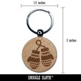 thumbnail image 2 of Cozy Winter Mittens Round Keychain Charm Tag - Engraved Wood, 2 of 6