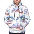 thumbnail image 3 of Zufioo Snowy Cottage Holiday Scene Design Fleece Comfortable Hoodie for Mens,Sweatshirt for Men,Pullover Hooded Sweatshirt for Men -Small, 3 of 5