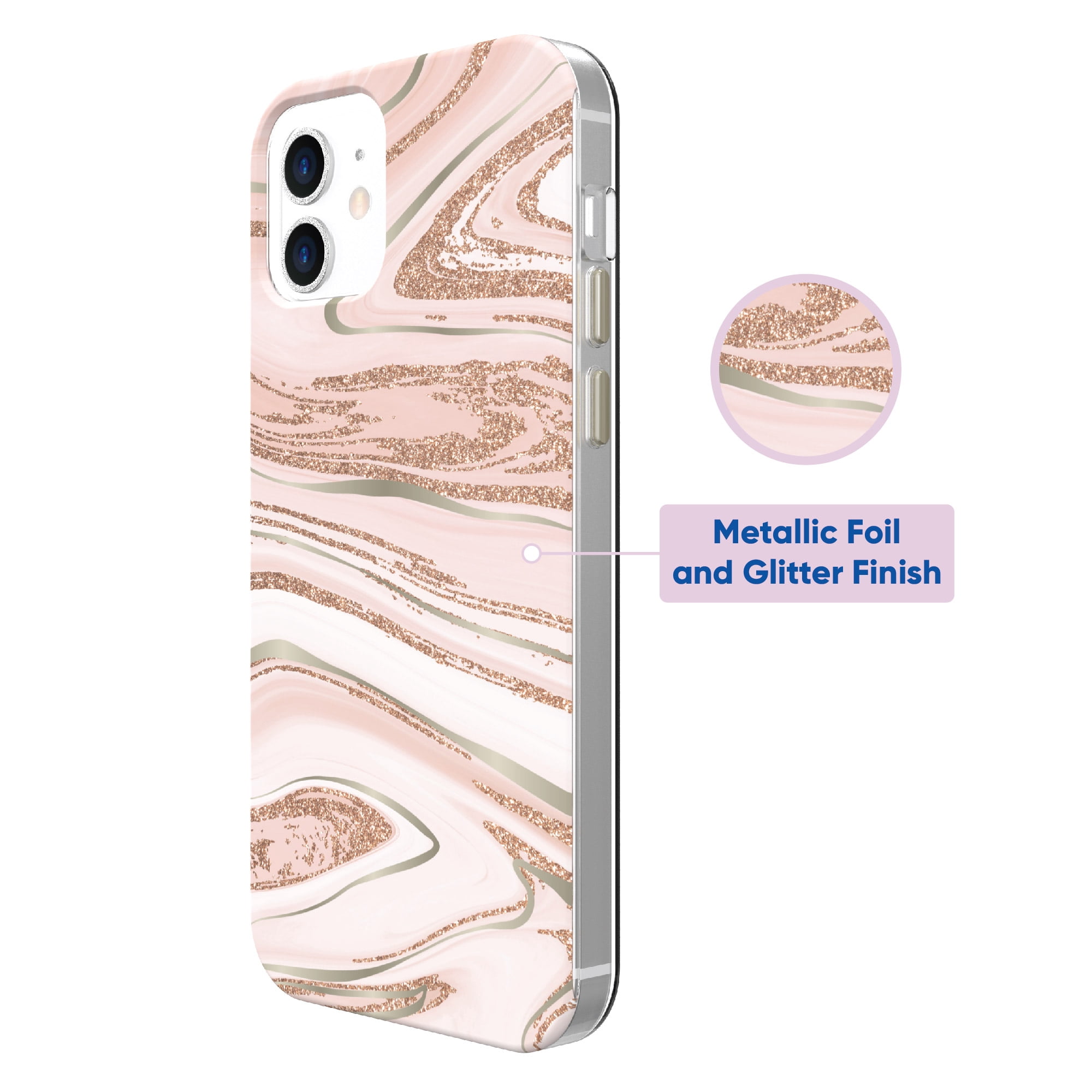 onn. Phone Case for iPhone 12 / 12 Pro - Pink Gold Marble
