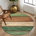 thumbnail image 3 of Retro Green Brown Wood Grain Washable Round Area Rug 5 ft, Vintage Farmhouse Country Style, Soft Non Slip Rugs Stain Repellent Indoor Felt Carpet for Living Dining Room Bedroom Home Office, 3 of 9