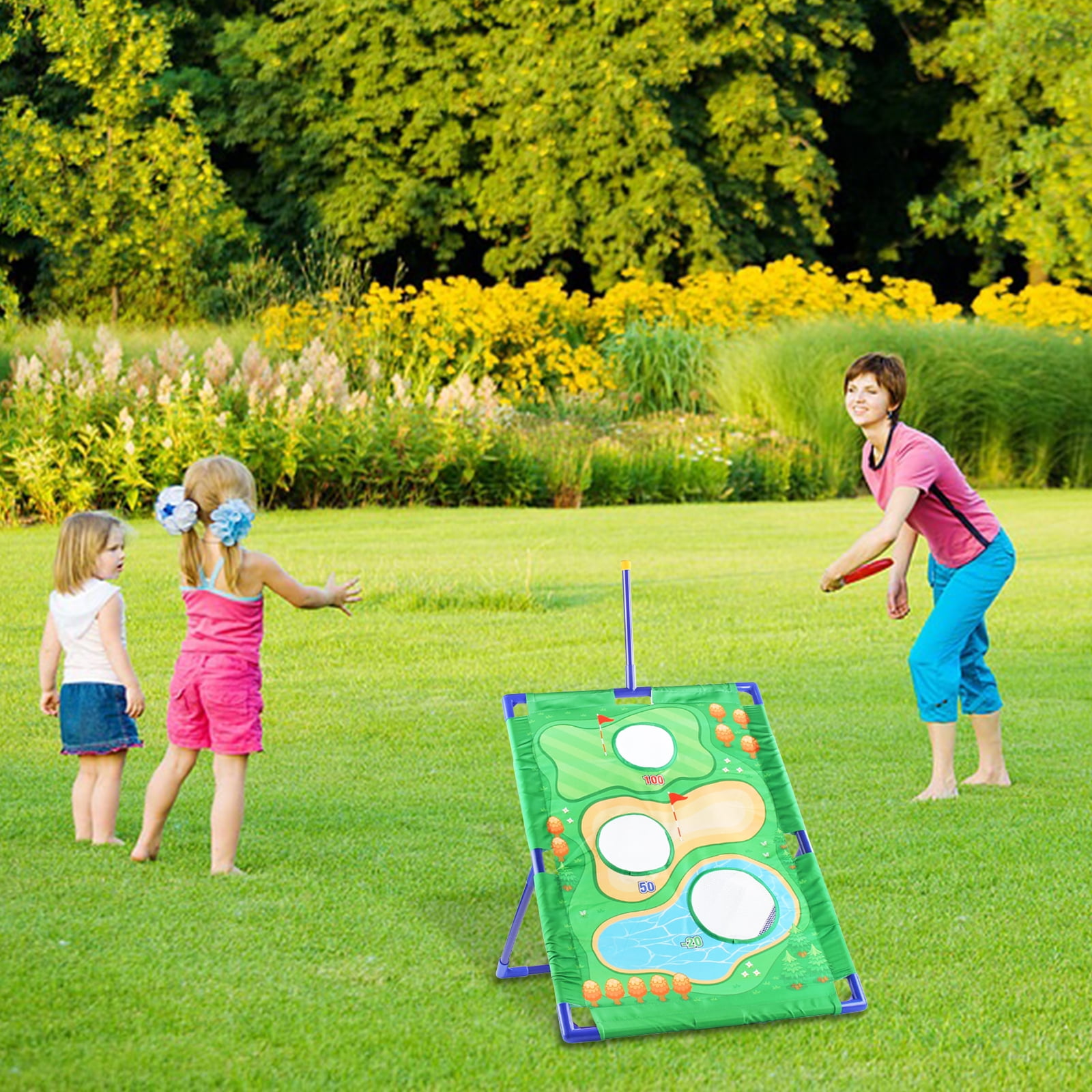 3-In-1Kid Golf Game Play Set,,Cornhole Game, Ring Toss Game,Outdoor Lawn Games Golf Set for Adults & Family, Multiple People Fun Golf Game for Beach, Party, Gift For Kids Gifts Birthday Christmas