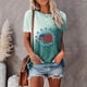 thumbnail image 2 of Camisetas Casuales de las Mujeres Que Cambian de Color Día de la Independencia Imprimir Cuello de la Tripulación, Novedad Gráfico Tops de las Mujeres Casuales, 2 of 6