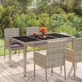 thumbnail image 1 of vidaXL Garden Table with Glass Top Grey 150x90x75 cm Poly Rattan, 1 of 4