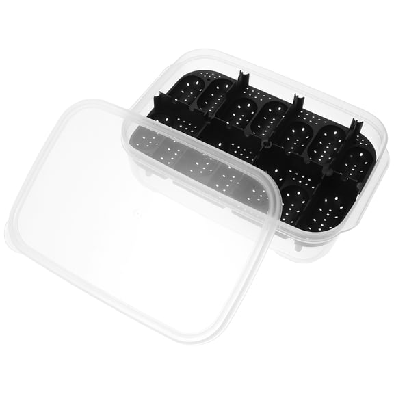 NICEXMAS Black Plastic Reptile Breeding Box with 14 Compartments Portable Hatchery for Reptile Eggs