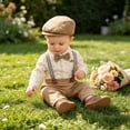 thumbnail image 5 of Lovzfmll 4-Piece Boy's Set, Polka Dot Bodysuit & Bib Pants & Hat & Bow Tie, Formal Wear for Toddler, 12-18 Months, 5 of 6