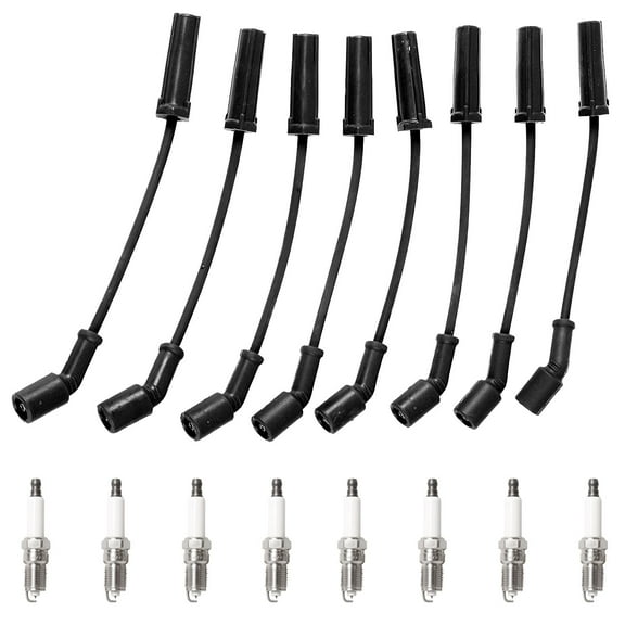 Set of 8 ISA Platinum Spark Plug and Wire Set Compatible with Cadillac Chevrolet GMC Hummer Escalade Silverado 1500 Tahoe Sierra 2500 Yukon H2 Replacement for 41-962 9748HH