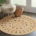 thumbnail image 1 of Handmade Braided Natural Pure Jute Tikki Round Rugs Size 9 x 9 Feet Round, 1 of 3