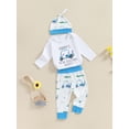 thumbnail image 3 of FEORJGP Infant Baby Boy Golf Outfits 0 3M 6M 12M Toddler Long Sleeves Rompers Letter Crew Neck Jumpsuits with Print Pants and Hat Kids Little Boys FasCute 3 Pcs Clothes for Daily Spring Fall, 3 of 8