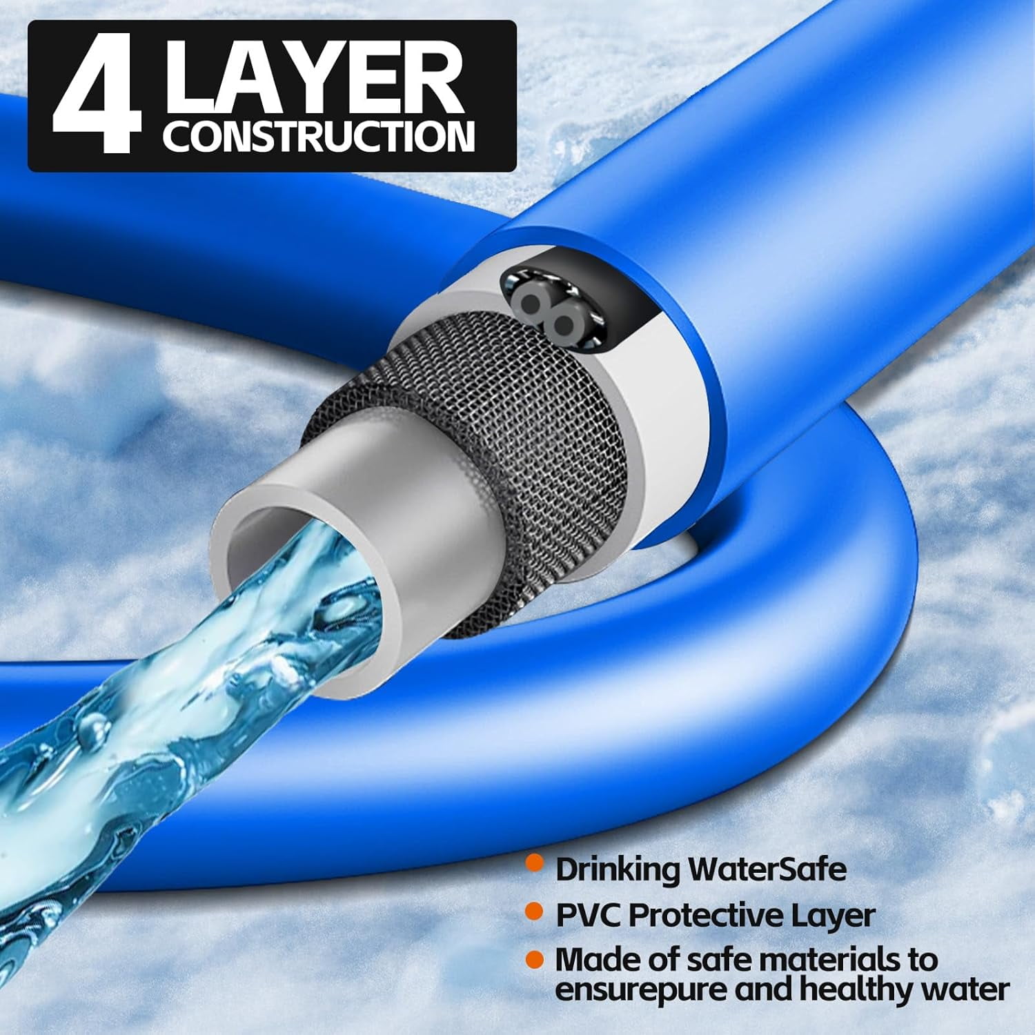 15FT-100FT Heated Water Hose for RV,-45 ℉ Antifreeze Heated Drinking Garden Water Hose，Electrically Heated Garden Hoses, Rv Accessories，Rv，Rv Water Hose (15FT)