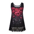 thumbnail image 3 of Womens Tops Clairance Moins de 10 $ Tendances Femmes Été Col Rond Manches Courtes Impression Blouses Lâches Tops Rouge XXXL, 3 of 5