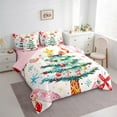 thumbnail image 3 of jejeloiu Chic Christmas Tree Bedding Comforter Set 7pcs,Colorful Xmas Ball Queen Bedding Sets,Rainbow Snowflake Queen Sheet Sets For Girls,Microfiber Bedroom Decor Reversible, 3 of 8