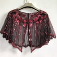 thumbnail image 3 of Women Cape Crochet Lace All-match Mesh Summer Beaded Sequin Shrug Flapper Dress Shawl for Party, 3 of 7