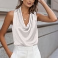 thumbnail image 3 of Uootdi Womens Cowl Neck Tank Tops Silky Satin Casual Loose Sleeveless Basic Blouse Slim Fit Trendy Y2k Outfits Gift, 3 of 9