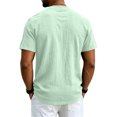thumbnail image 4 of Sewkxo Men's Linen Shirts Short Sleeve Casual Shirts Button Down Shirt for Men Beach Summer Shirt,Light Green 2XL, 4 of 8