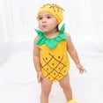 thumbnail image 4 of Mercatoo Toddler Girls Boys Set Sleeveless Fruit Print Crawling Suit Includes Hats 3Pcs Clothes Outfit Baby Home Clothing, 4 of 6