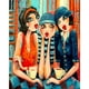 thumbnail image 1 of 3 moda hermanas pintura al óleo por números DIY conjunto lienzo pintura al óleo dibujo sin marco, 1 of 9